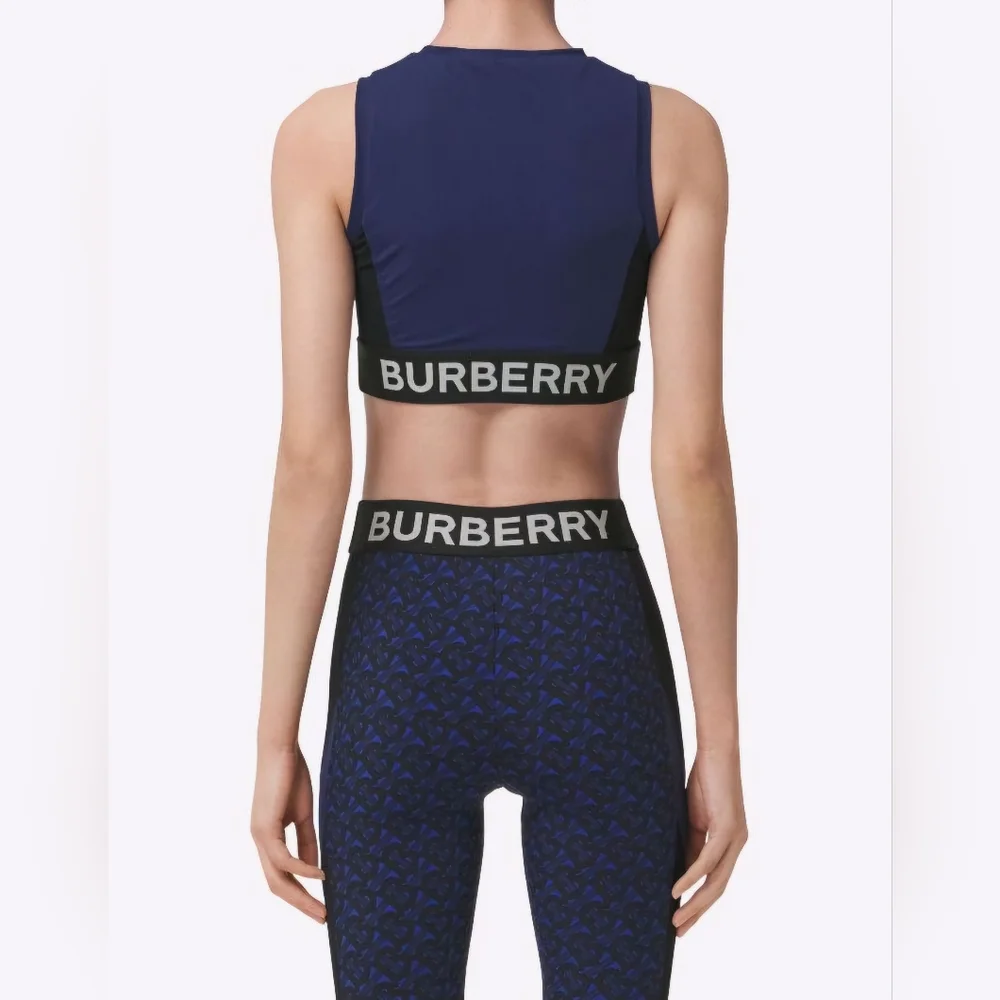 Burberry Navy and Black Logo Crop Top - Picture 3 of 4